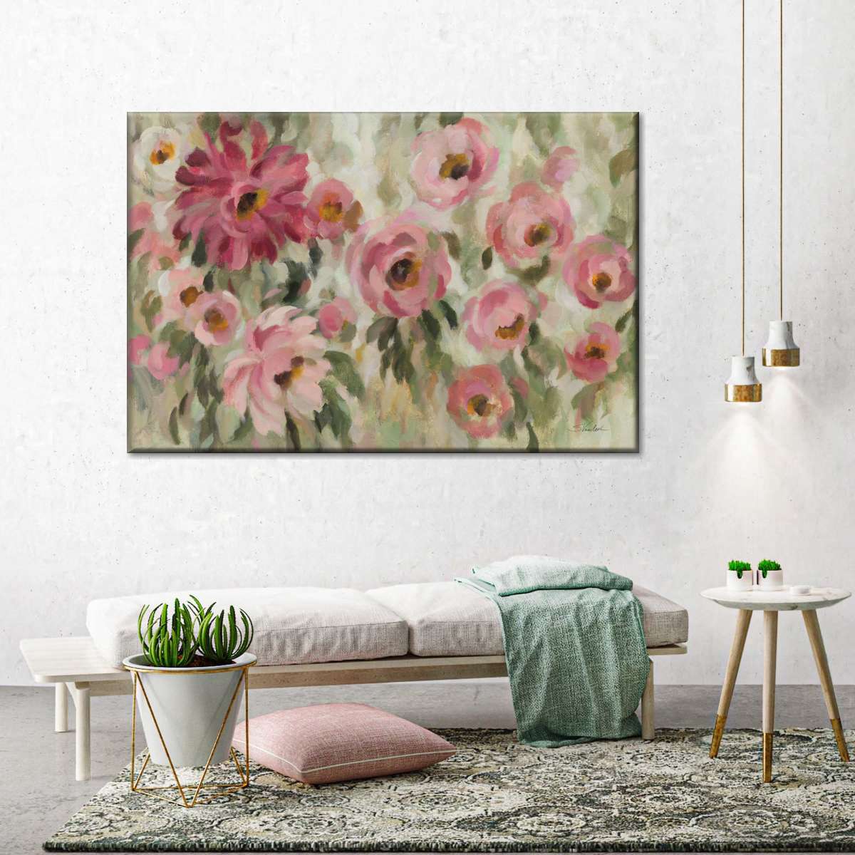 Pink And Sage Garden Wall Art