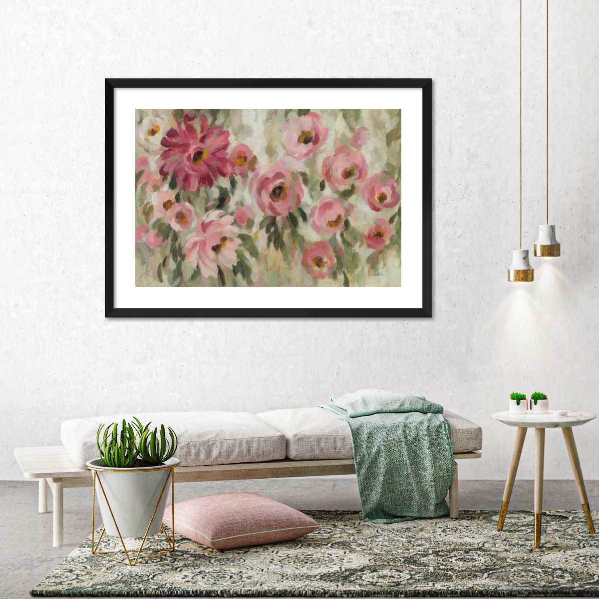 Pink And Sage Garden Wall Art