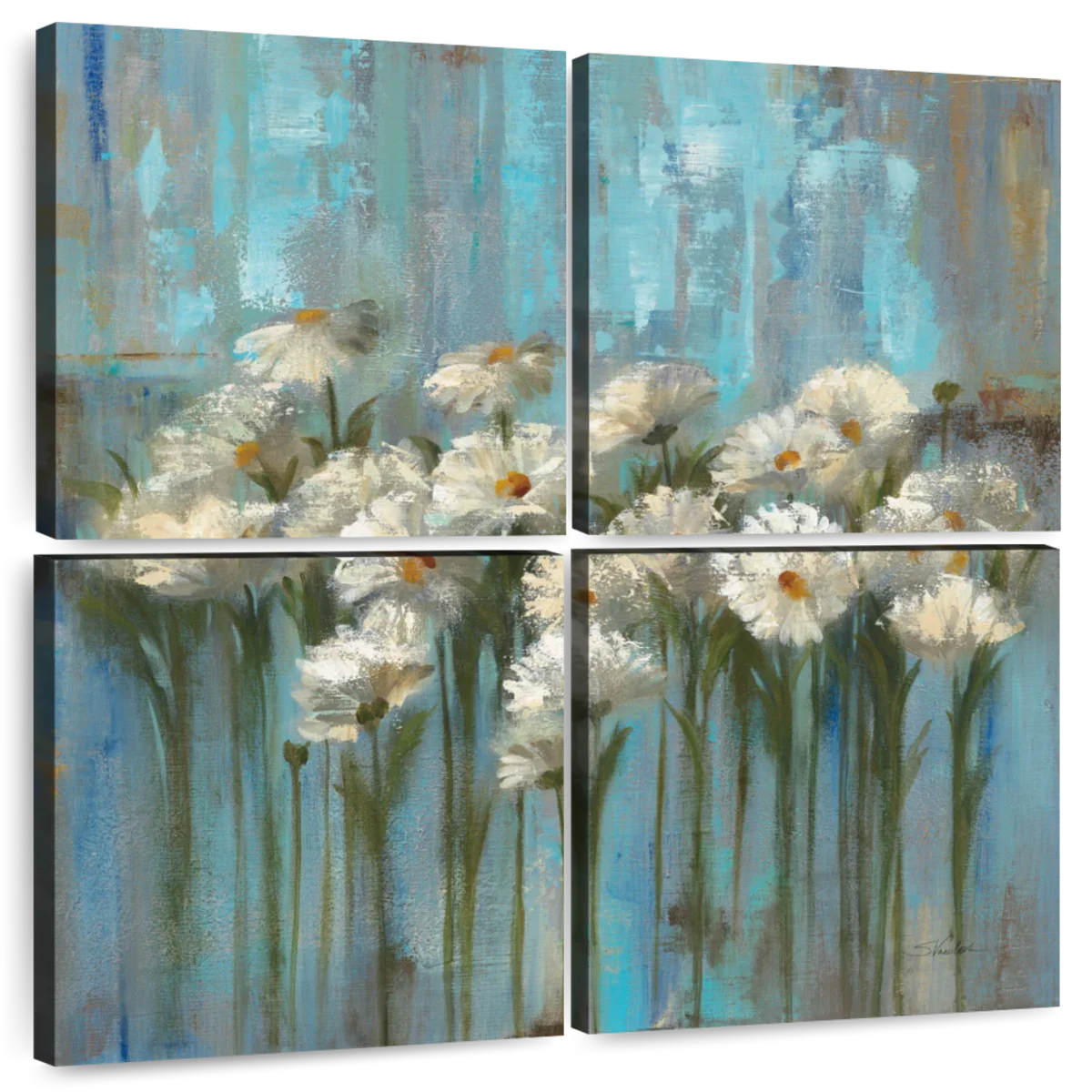 Daisies By The Lake Square V2 Wall Art