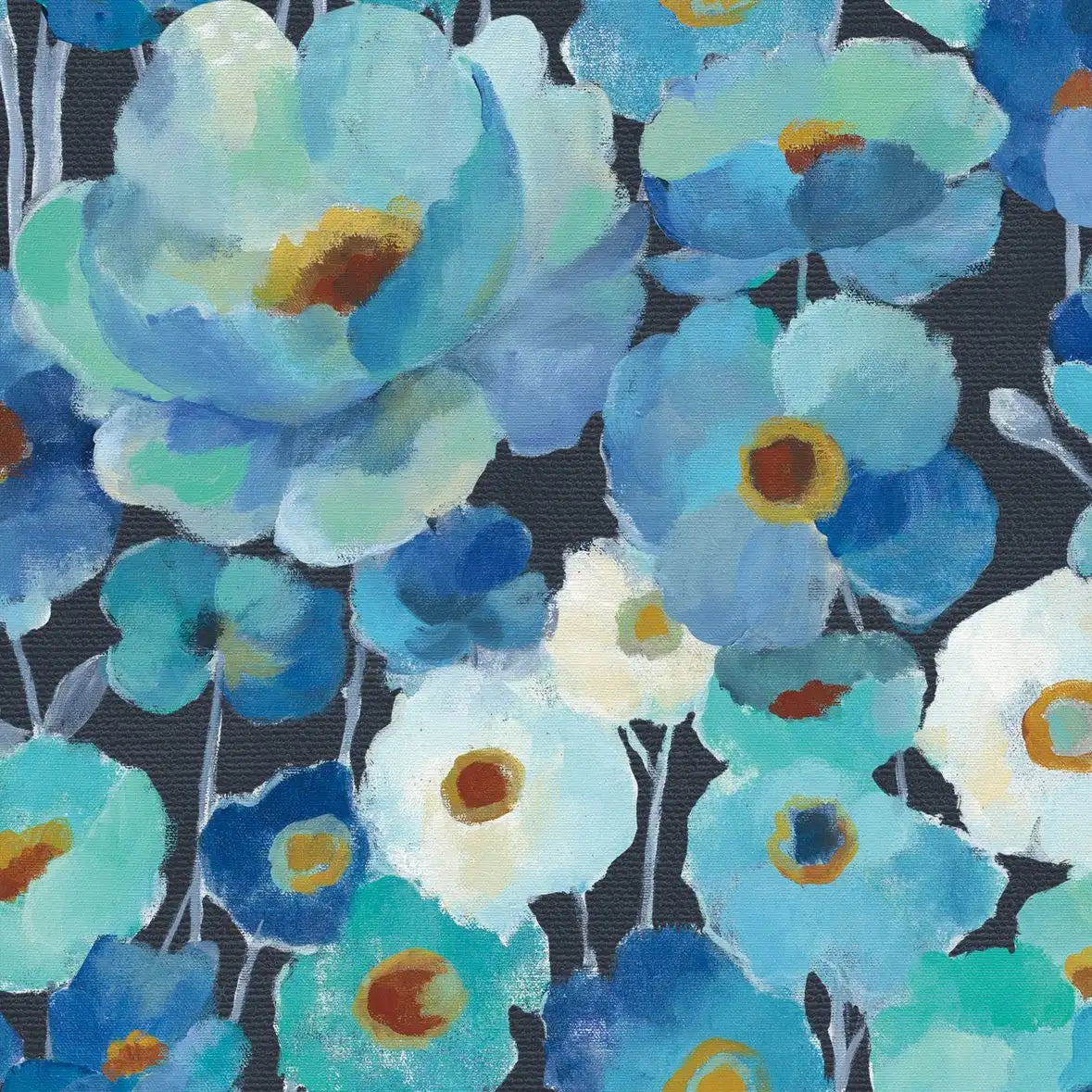 Indigo Flowers Pattern I Wall Art