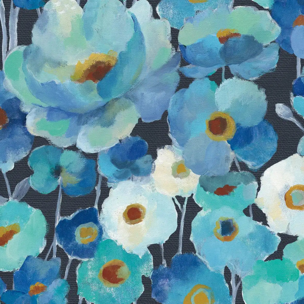 Indigo Flowers Pattern I Wall Art