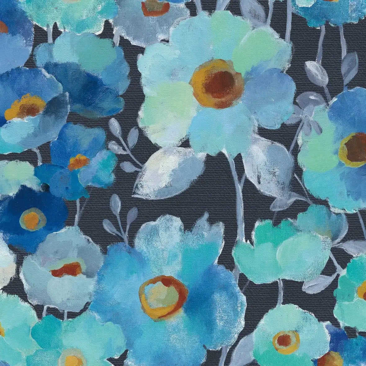 Indigo Flowers Pattern I Wall Art