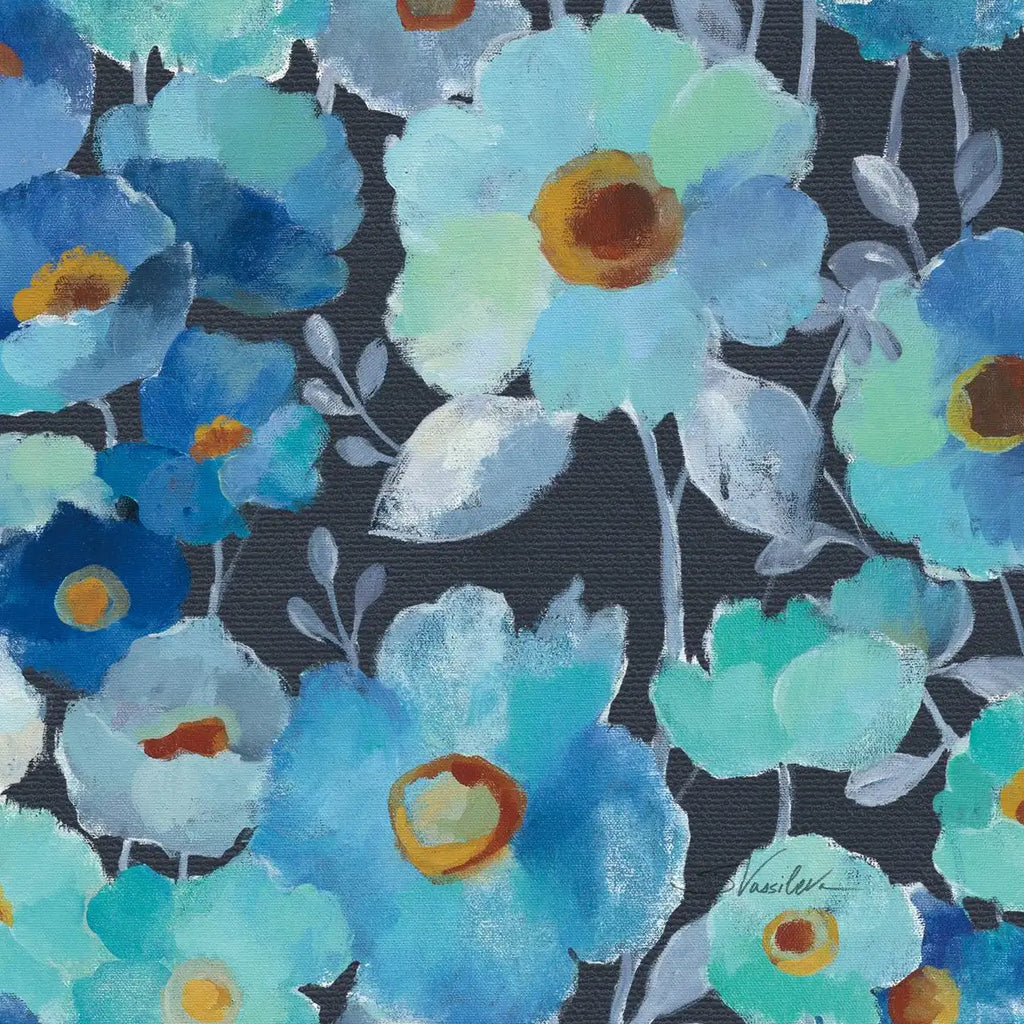 Indigo Flowers Pattern I Wall Art