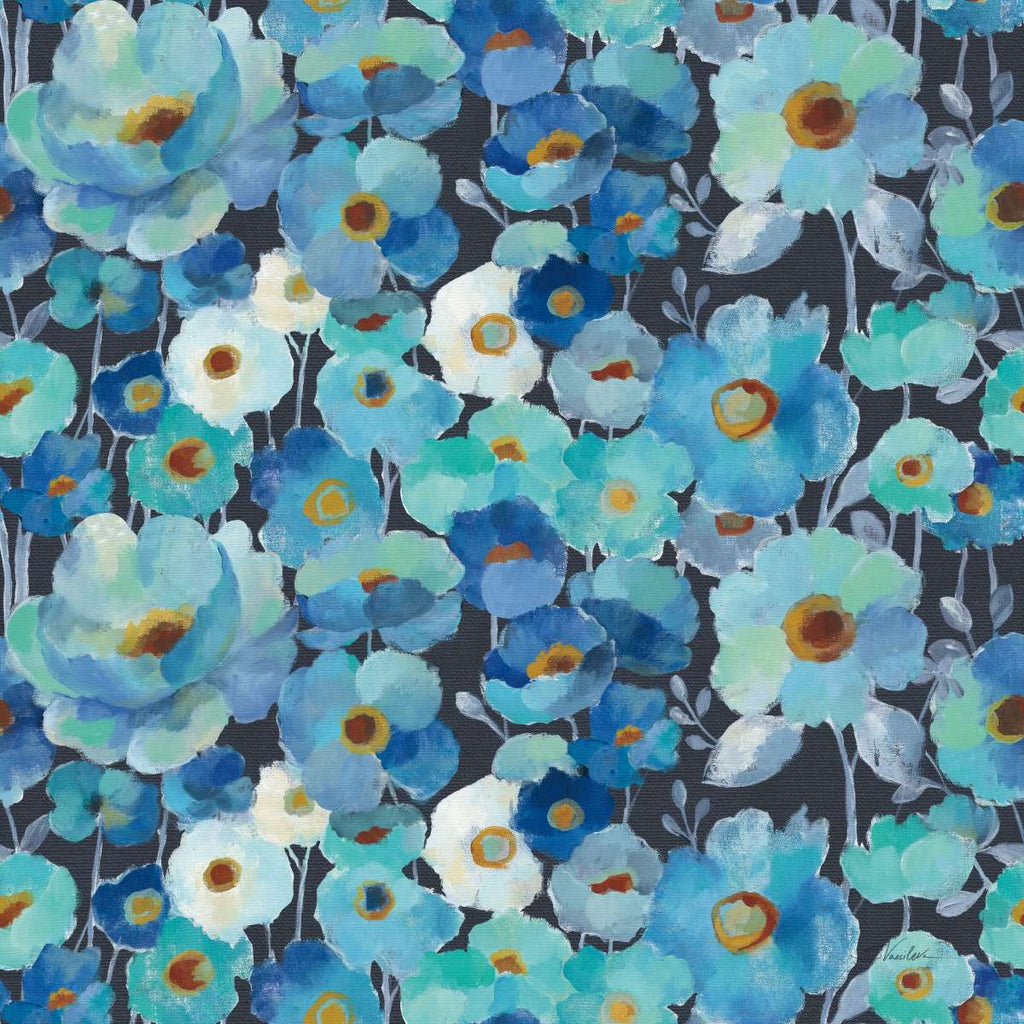 Indigo Flowers Pattern I Wall Art
