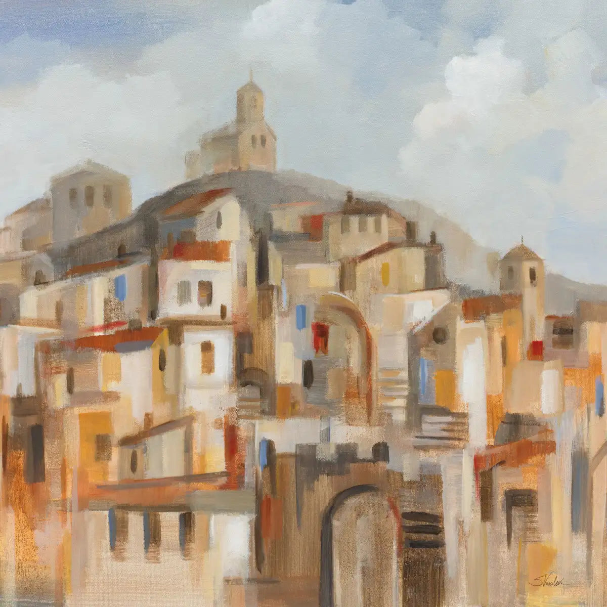Town On The Hill Sq Wall Art