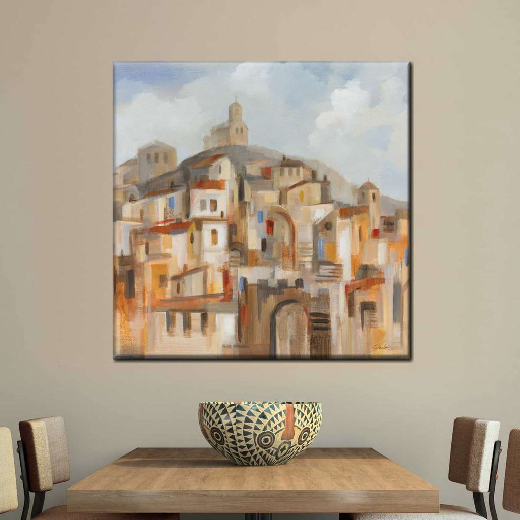 Town On The Hill Sq Wall Art
