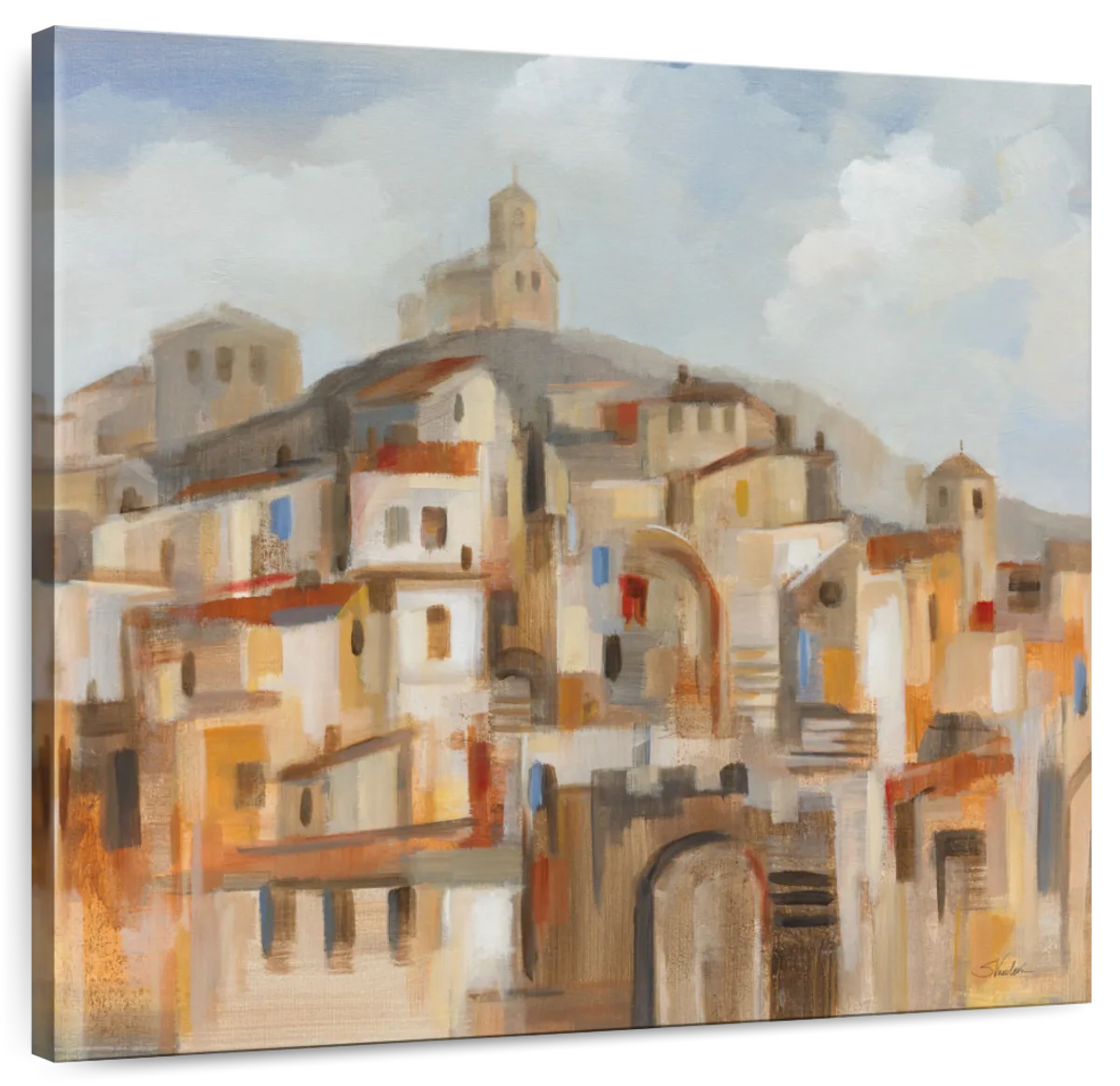 Town On The Hill Sq Wall Art