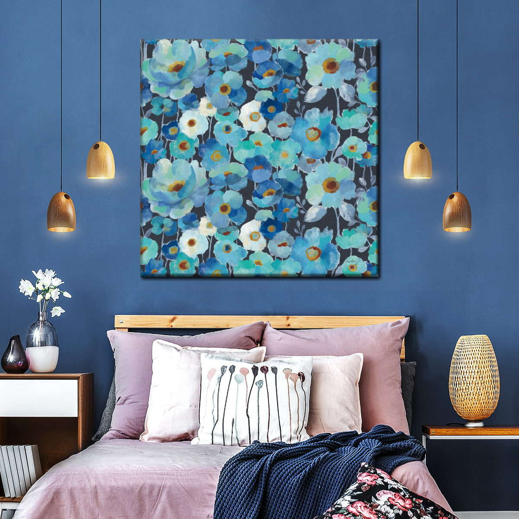 Indigo Flowers Pattern I Wall Art
