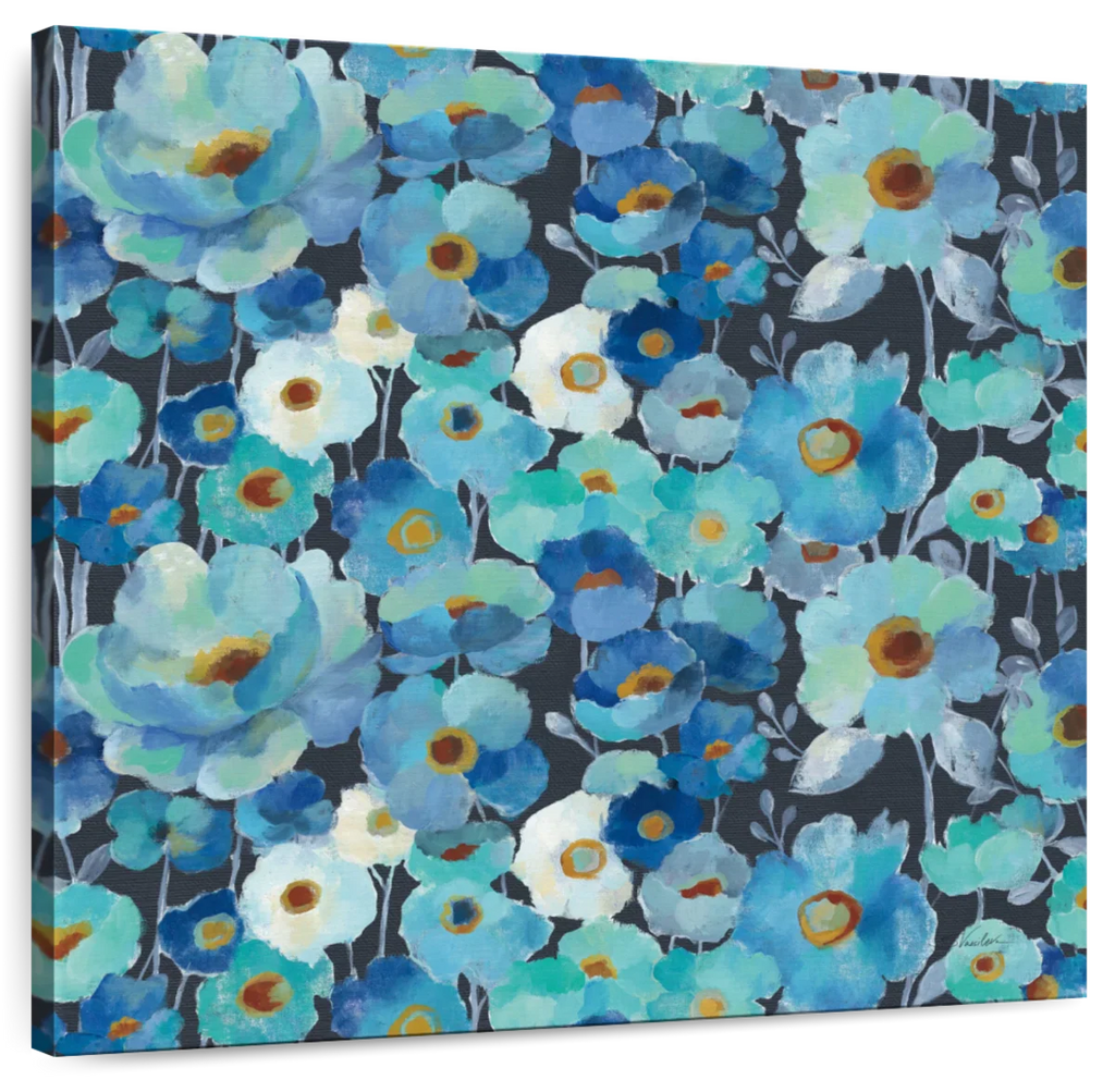 Indigo Flowers Pattern I Wall Art
