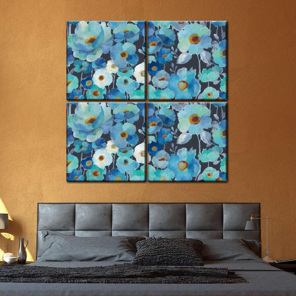 Indigo Flowers Pattern I Wall Art