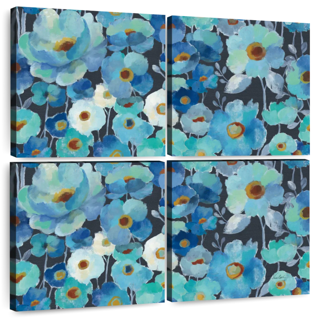 Indigo Flowers Pattern I Wall Art