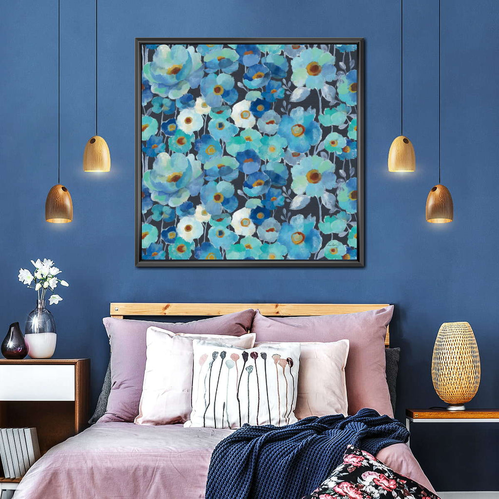Indigo Flowers Pattern I Wall Art