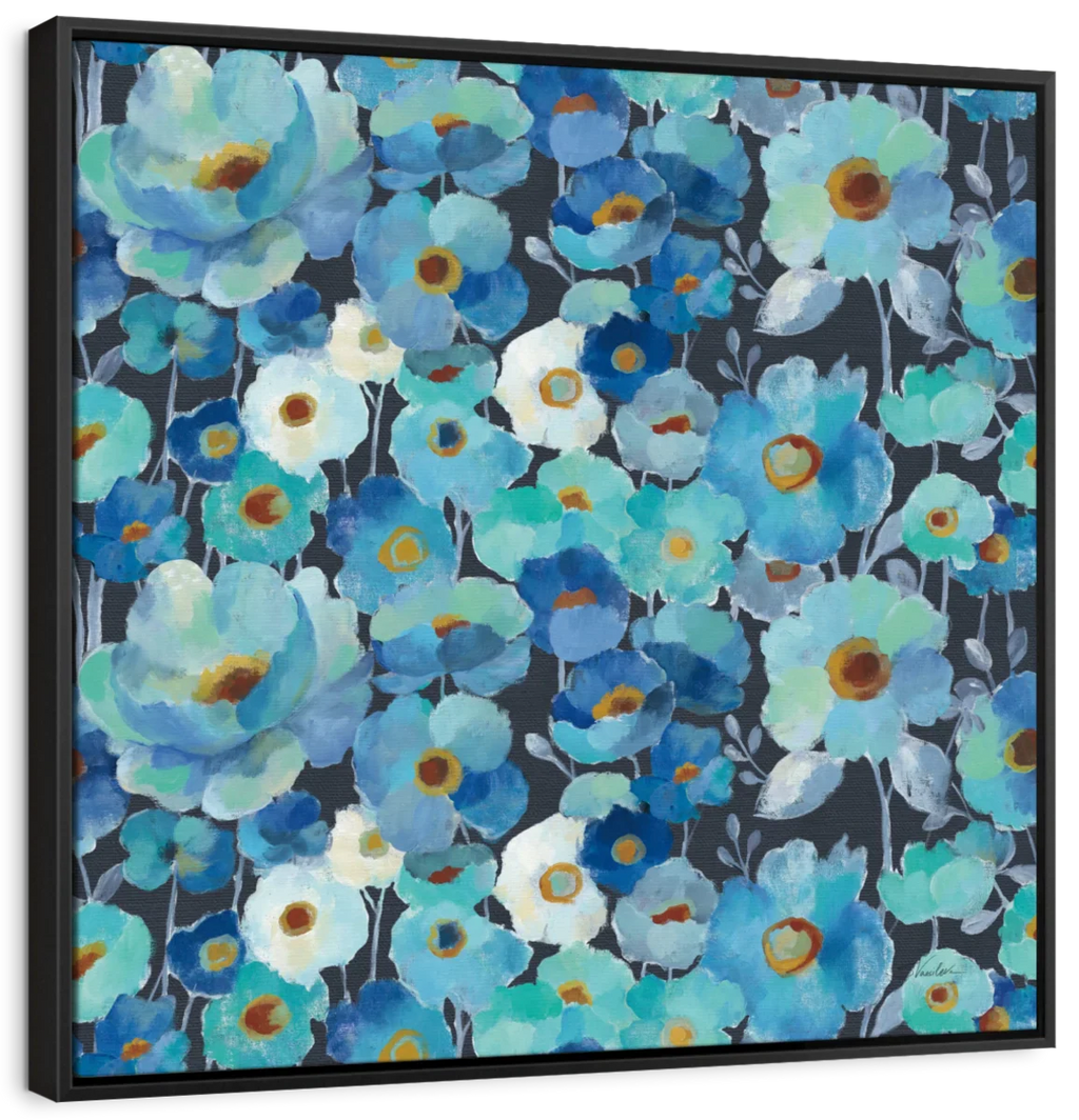 Indigo Flowers Pattern I Wall Art