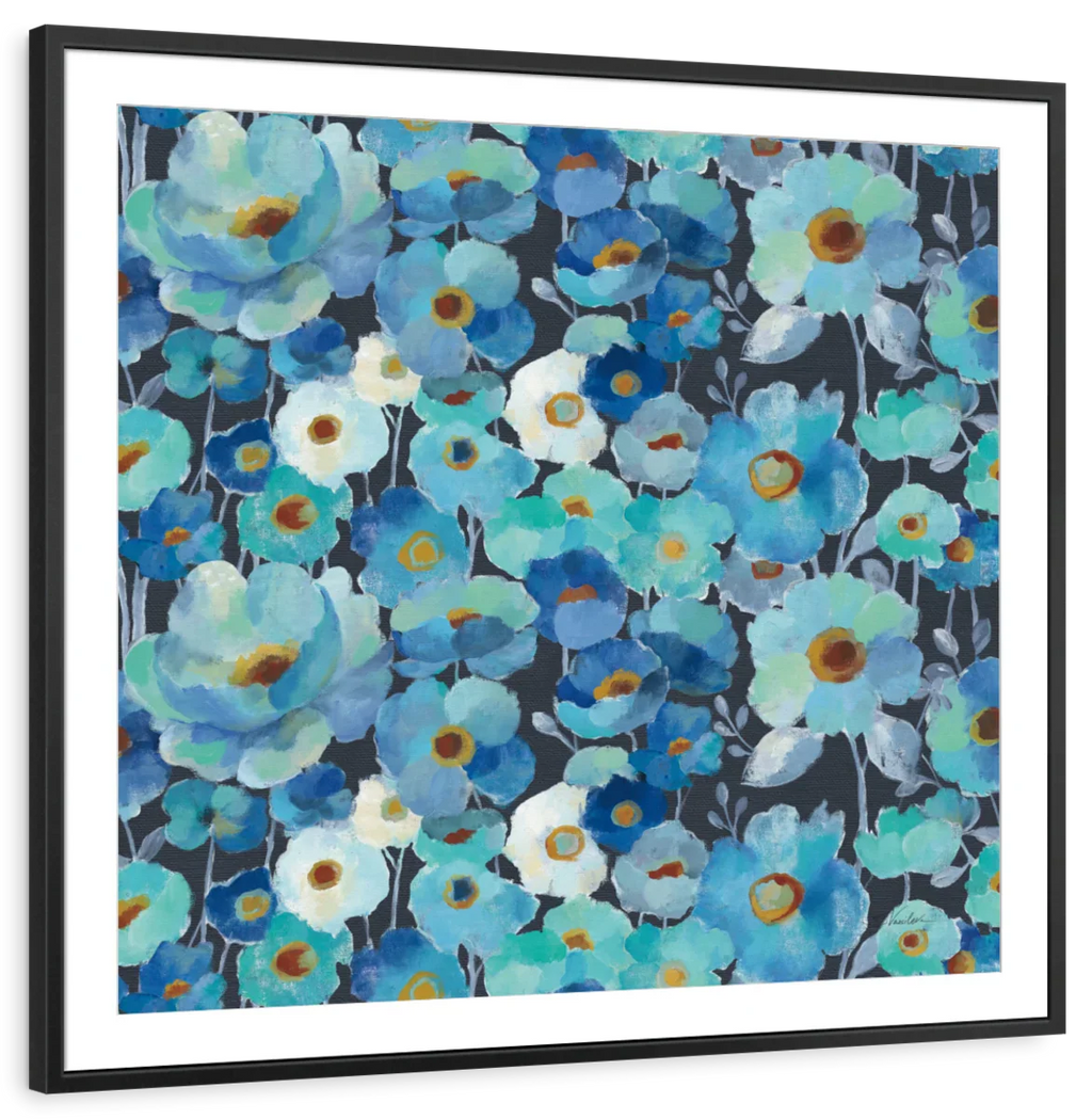Indigo Flowers Pattern I Wall Art