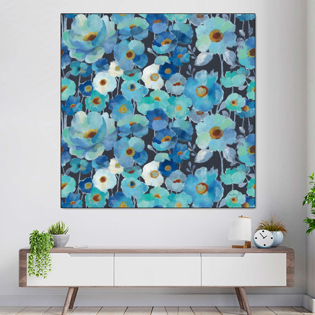Indigo Flowers Pattern I Wall Art