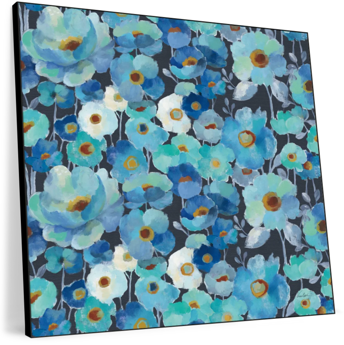 Indigo Flowers Pattern I Wall Art